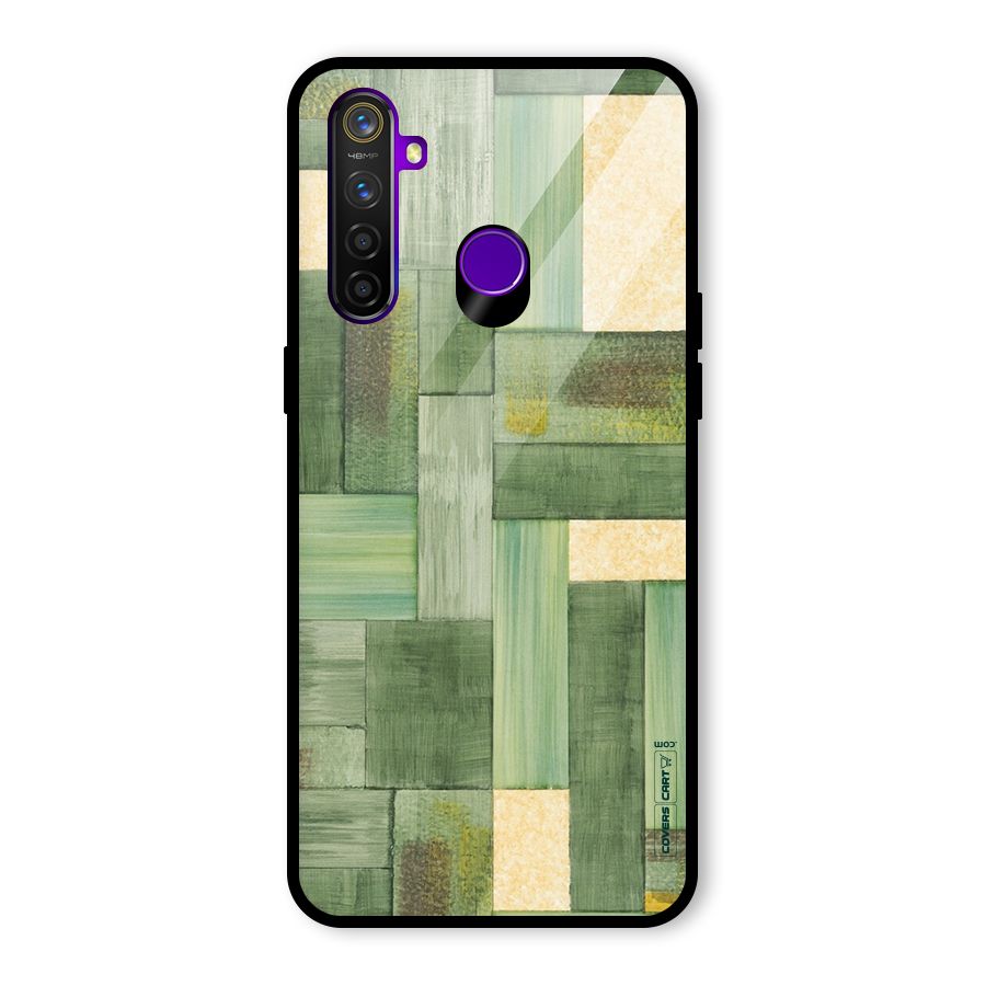 Wooden Green Texture Glass Back Case for Realme 5 Pro