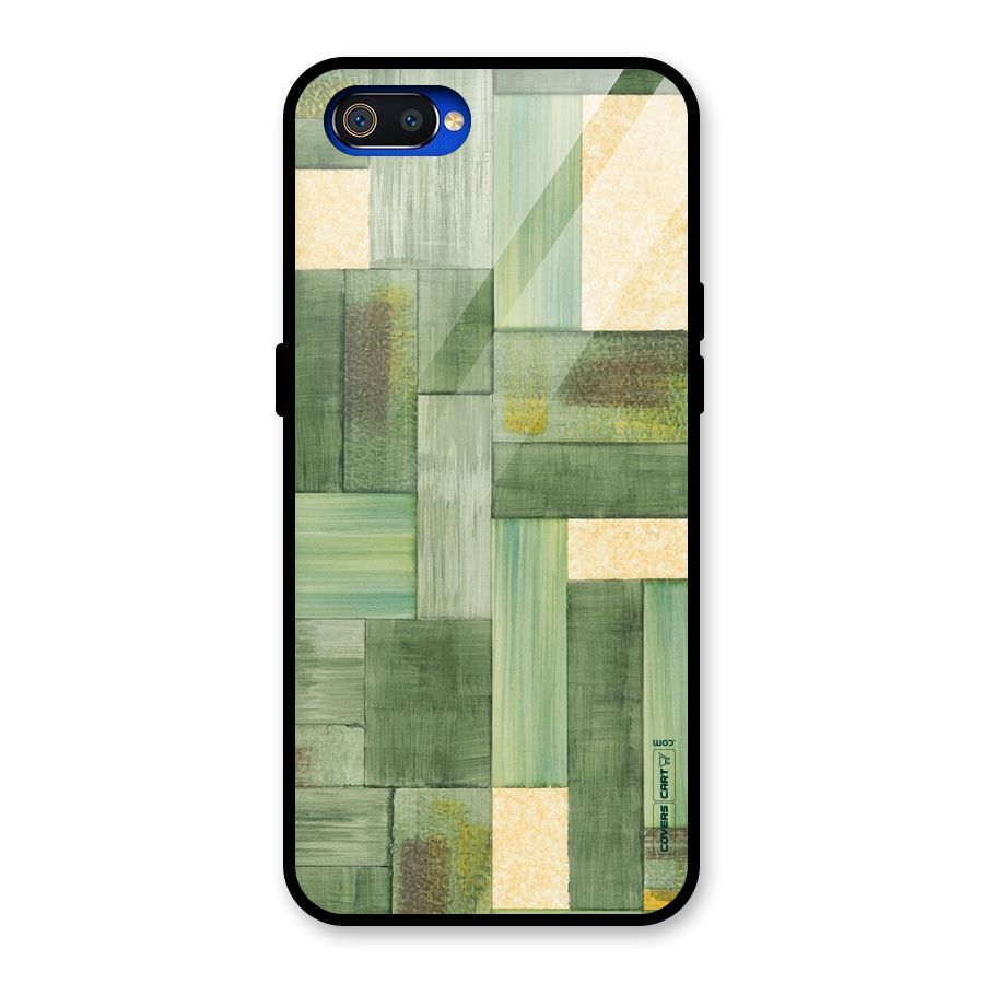 Wooden Green Texture Glass Back Case for Realme C2
