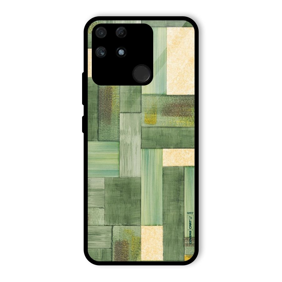 Wooden Green Texture Glass Back Case for Realme Narzo 50A