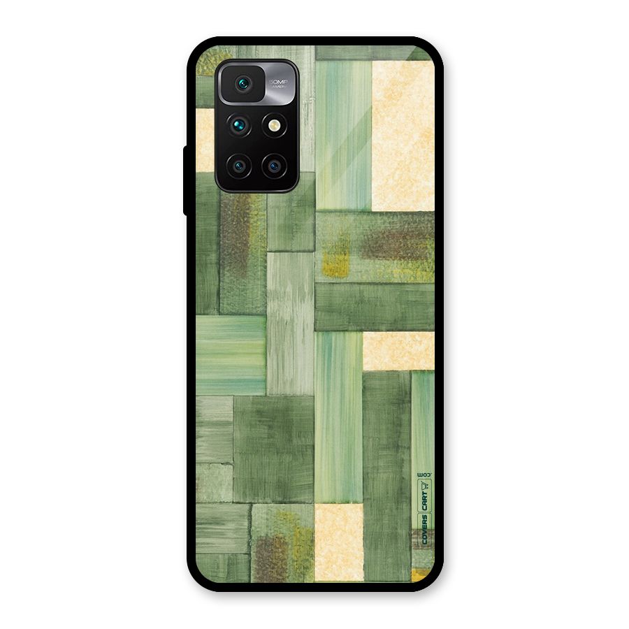 Wooden Green Texture Glass Back Case for Redmi 10 Prime