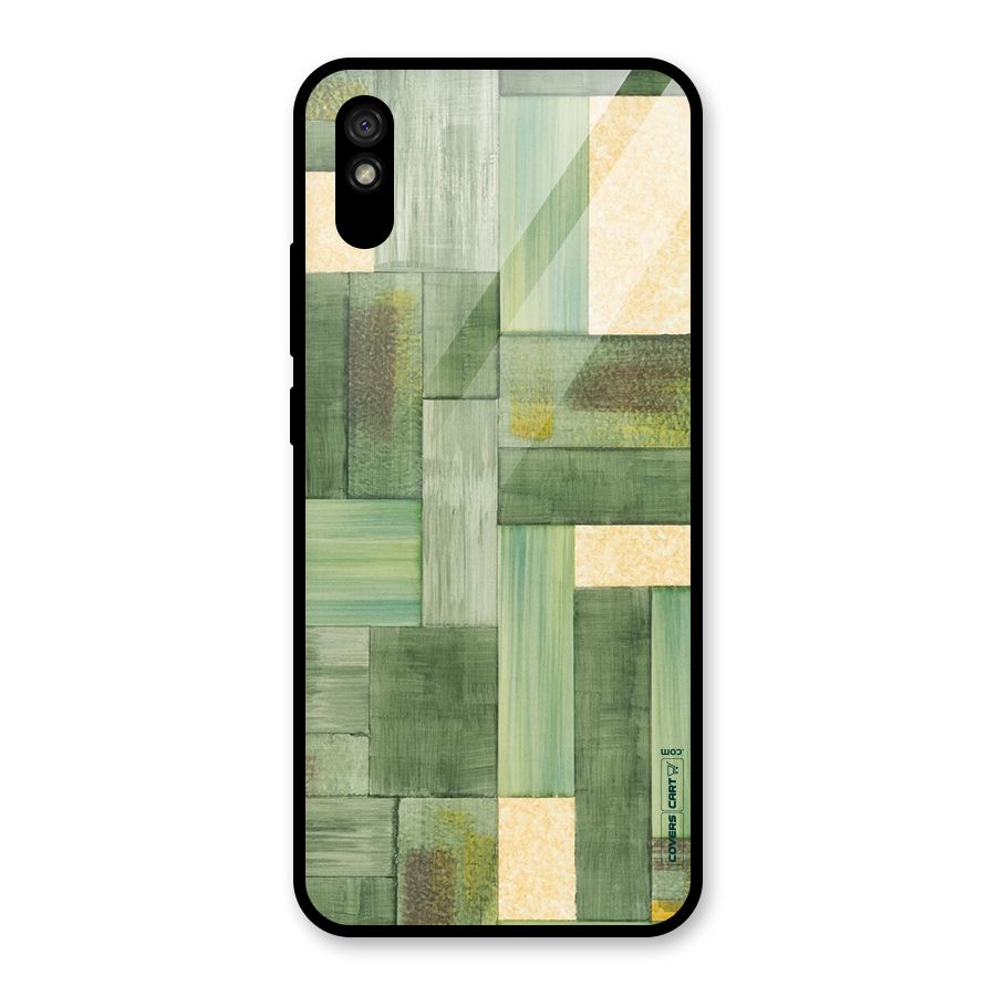 Wooden Green Texture Glass Back Case for Redmi 9A