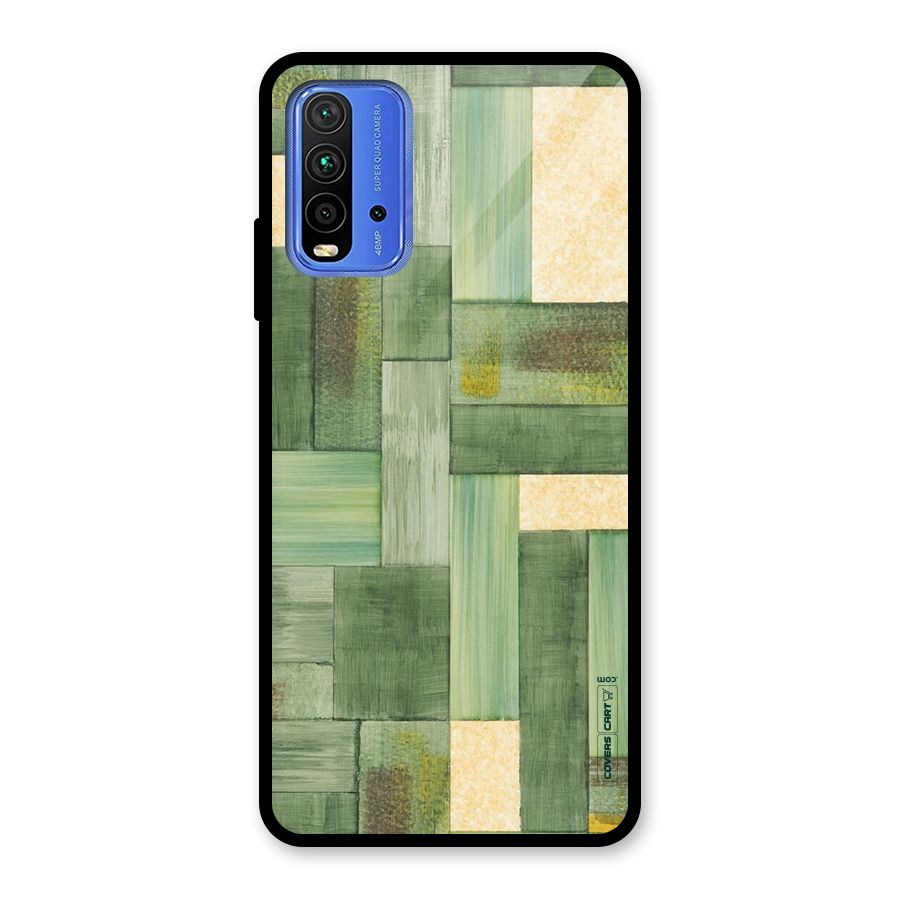 Wooden Green Texture Glass Back Case for Redmi 9 Power