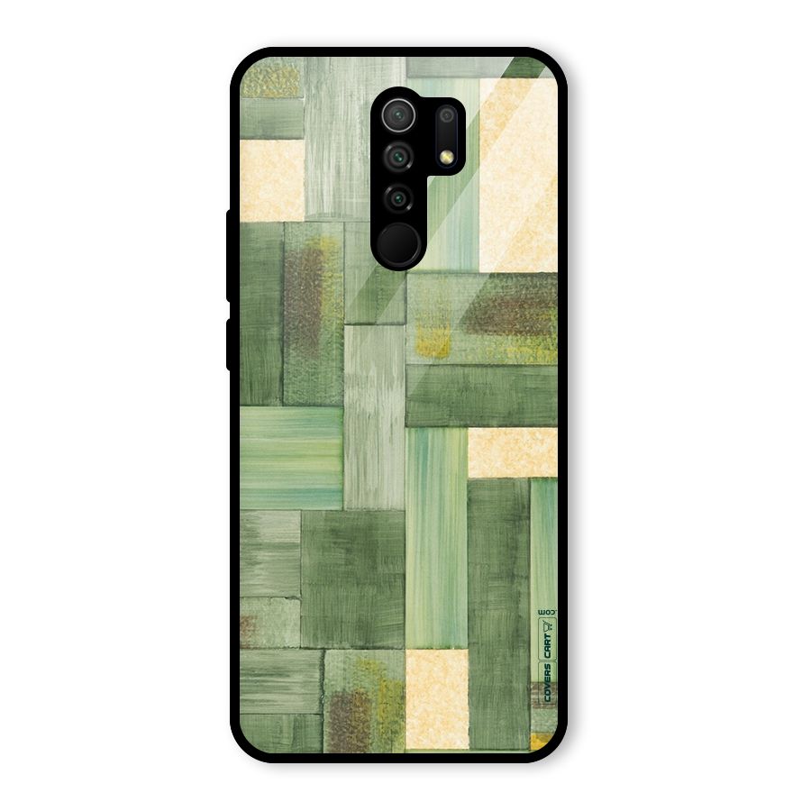 Wooden Green Texture Glass Back Case for Redmi 9 Prime