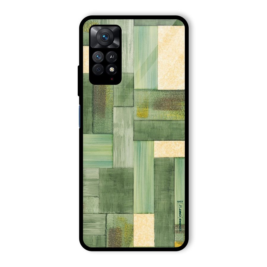 Wooden Green Texture Glass Back Case for Redmi Note 11 Pro
