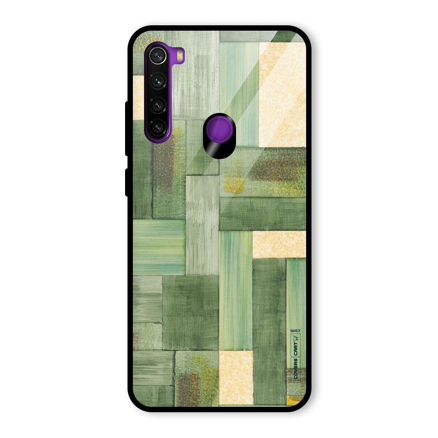 Wooden Green Texture Glass Back Case for Redmi Note 8