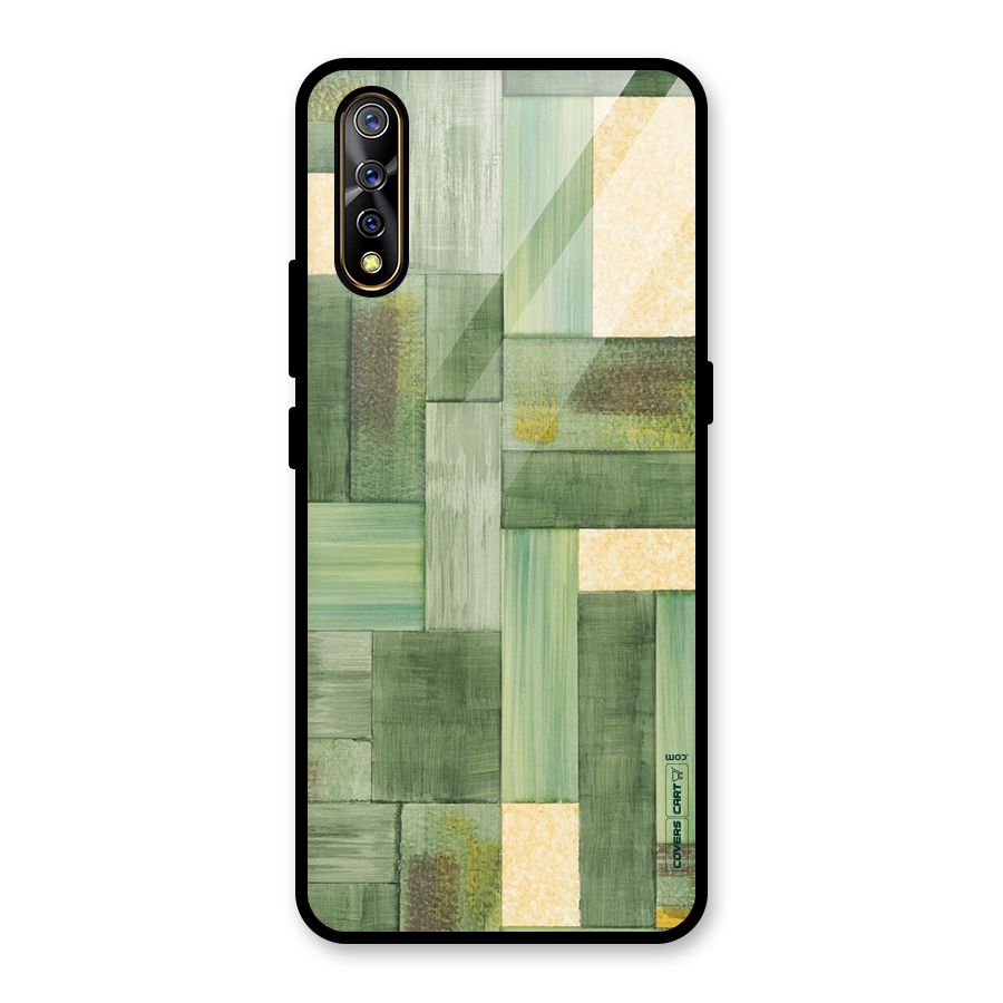 Wooden Green Texture Glass Back Case for Vivo S1