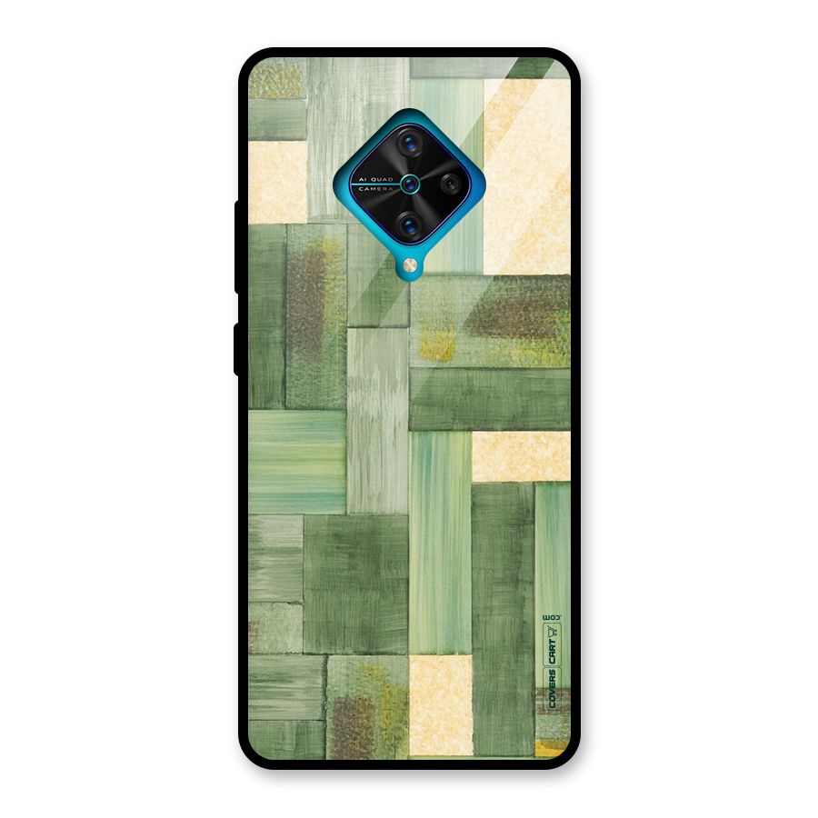 Wooden Green Texture Glass Back Case for Vivo S1 Pro