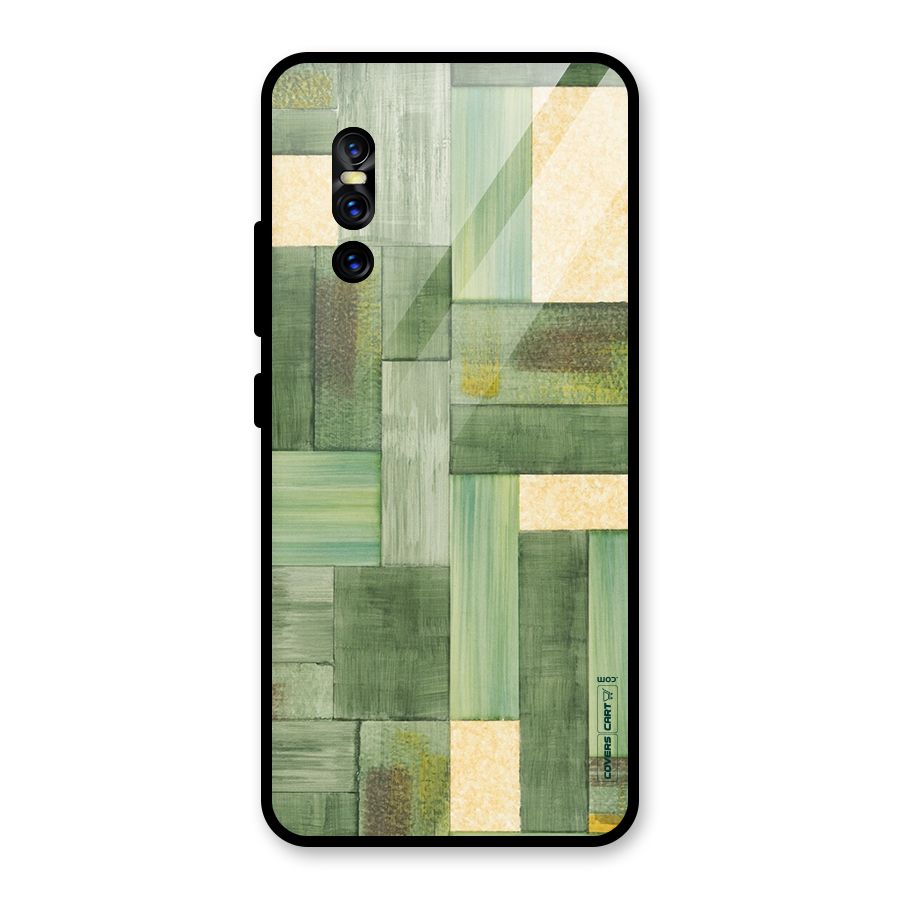 Wooden Green Texture Glass Back Case for Vivo V15 Pro