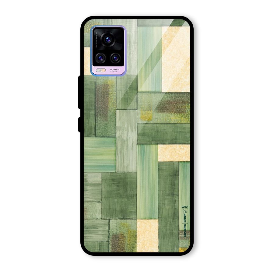 Wooden Green Texture Glass Back Case for Vivo V20 Pro