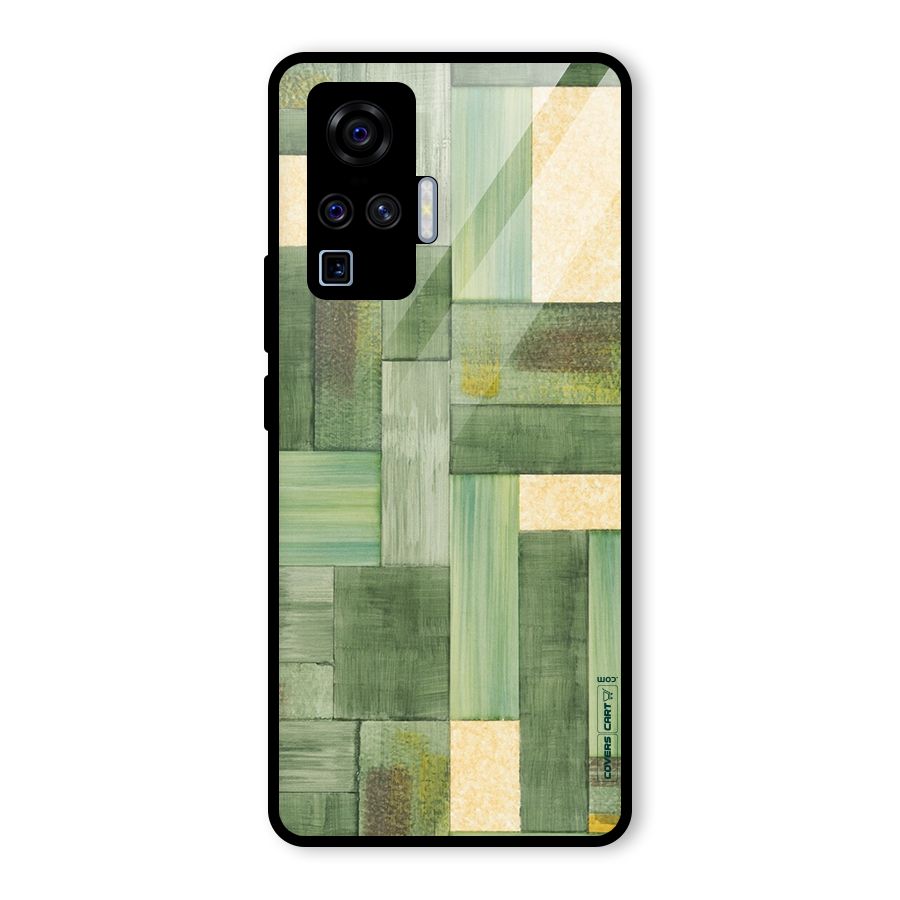 Wooden Green Texture Glass Back Case for Vivo X50 Pro