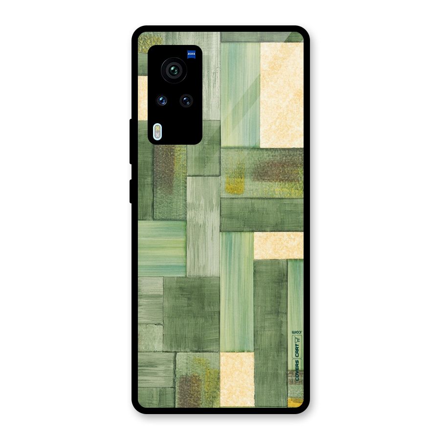 Wooden Green Texture Glass Back Case for Vivo X60 Pro