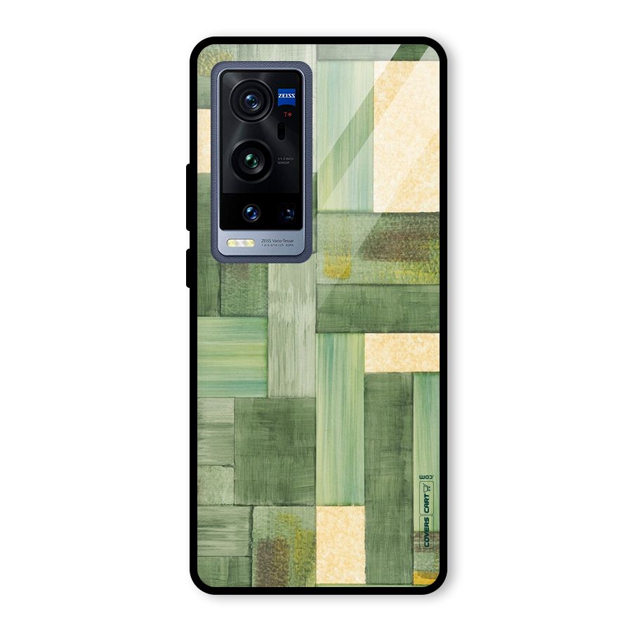 Wooden Green Texture Glass Back Case for Vivo X60 Pro Plus