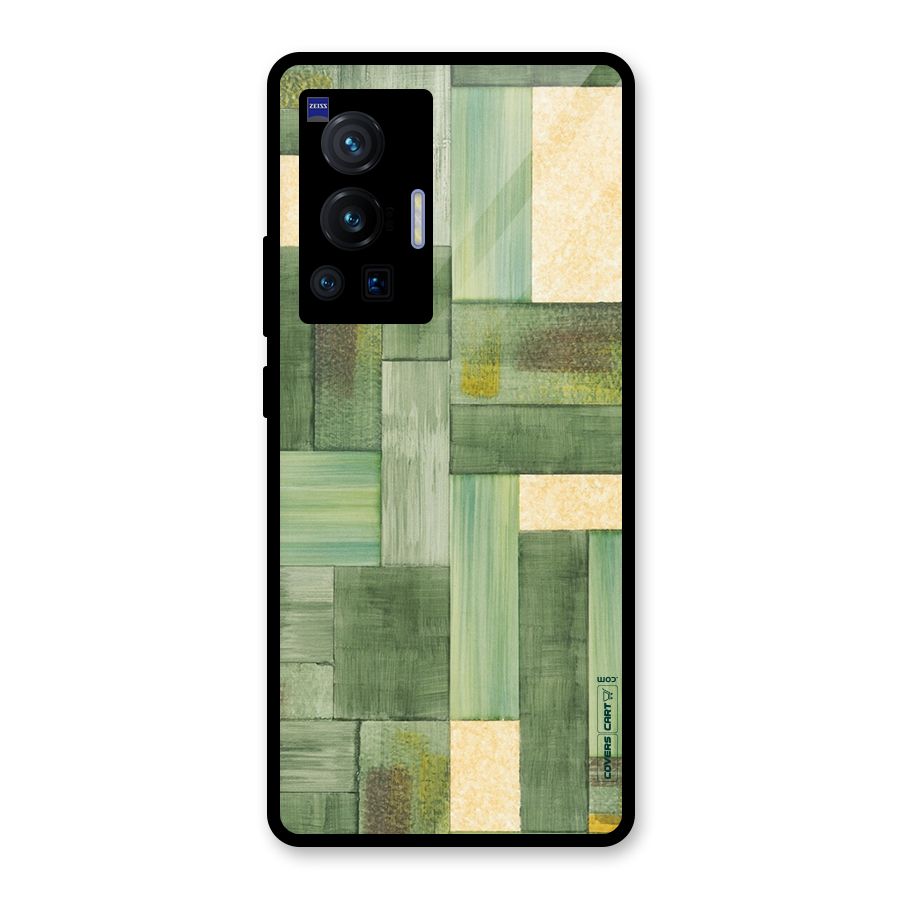 Wooden Green Texture Glass Back Case for Vivo X70 Pro