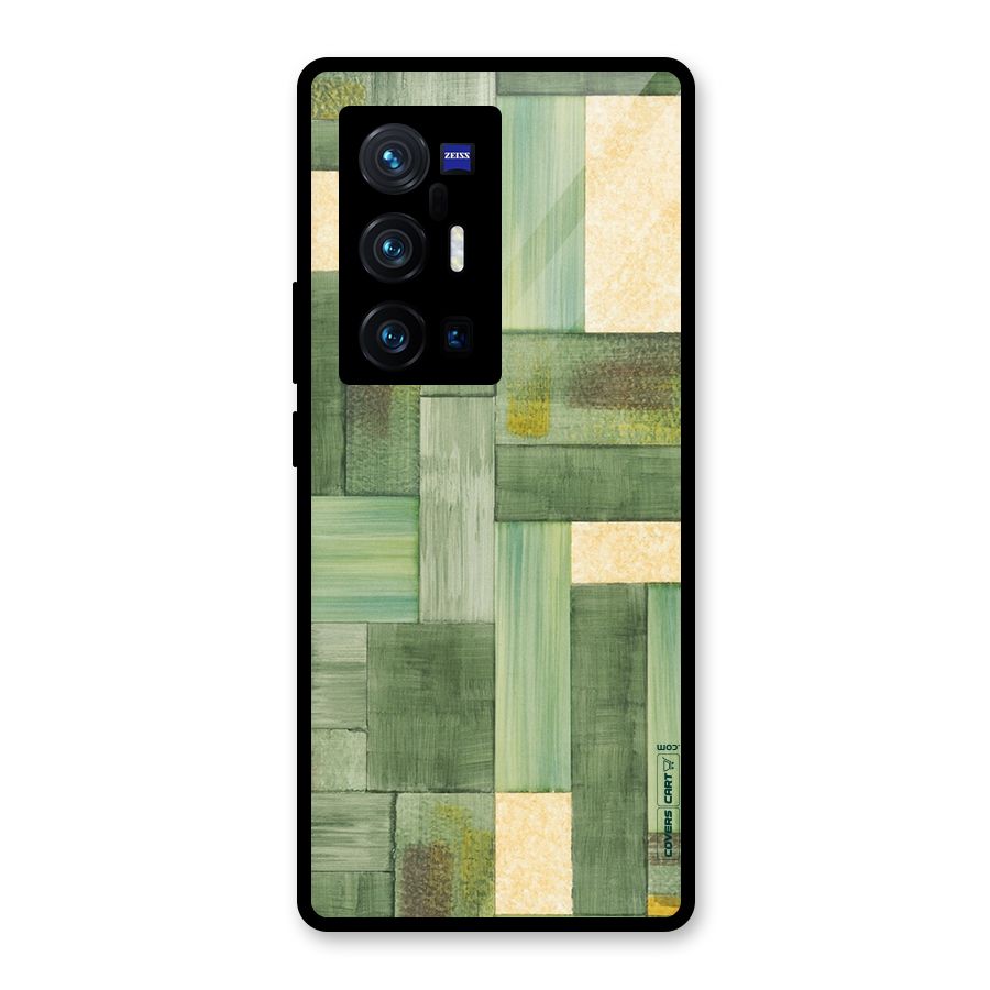 Wooden Green Texture Glass Back Case for Vivo X70 Pro Plus