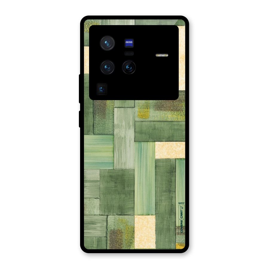 Wooden Green Texture Glass Back Case for Vivo X80 Pro
