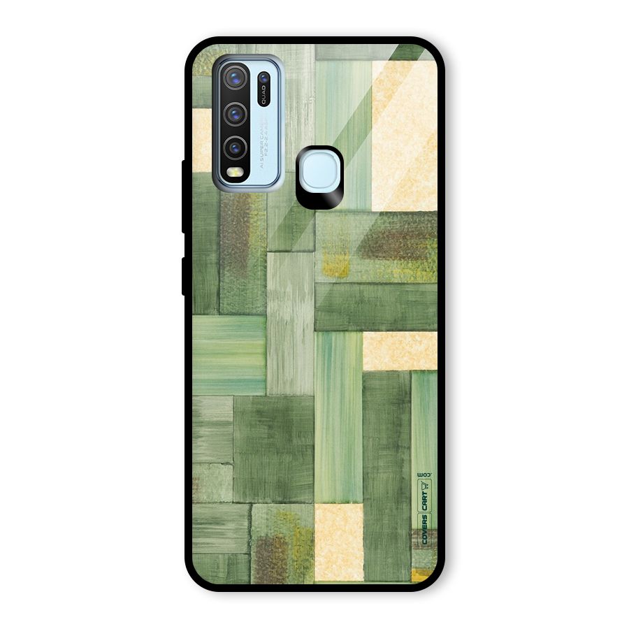 Wooden Green Texture Glass Back Case for Vivo Y30