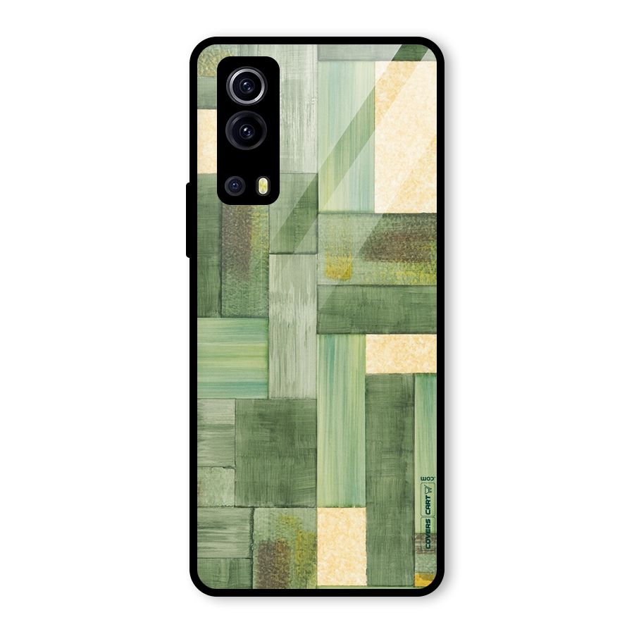 Wooden Green Texture Glass Back Case for Vivo iQOO Z3