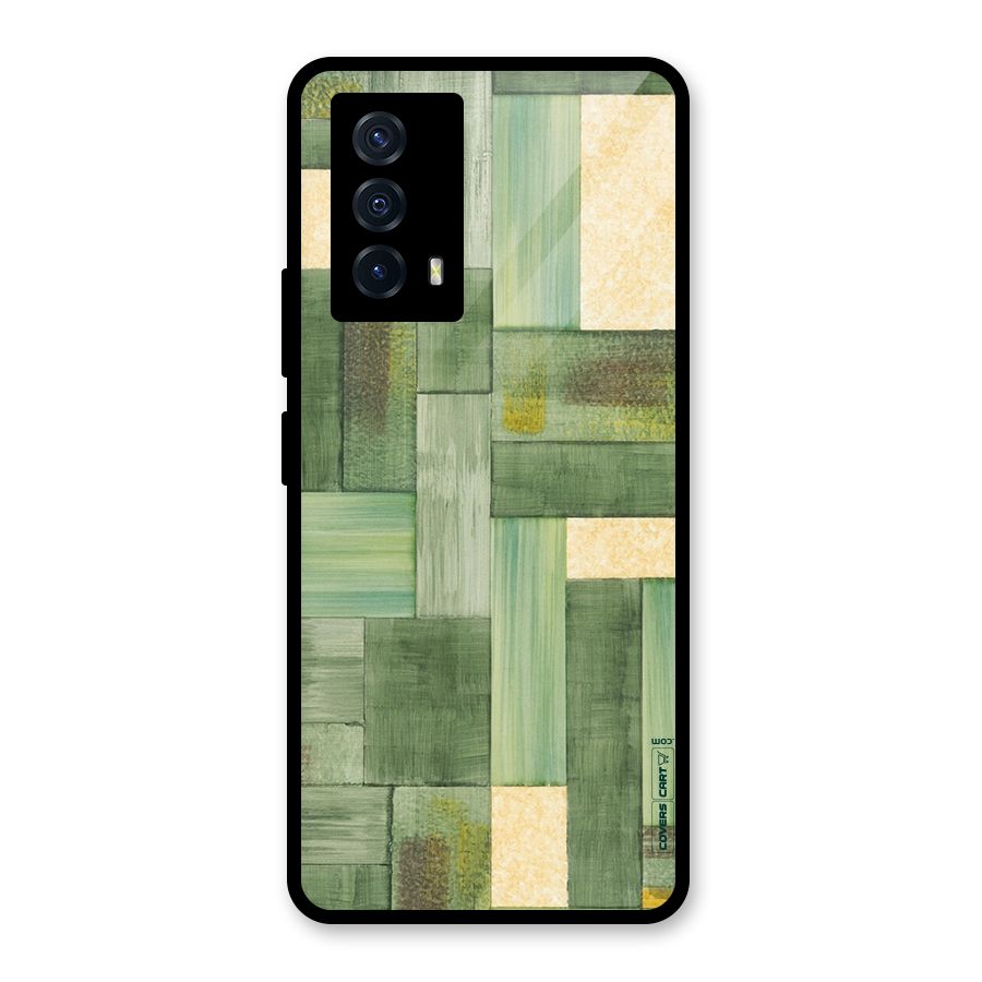 Wooden Green Texture Glass Back Case for Vivo iQOO Z5