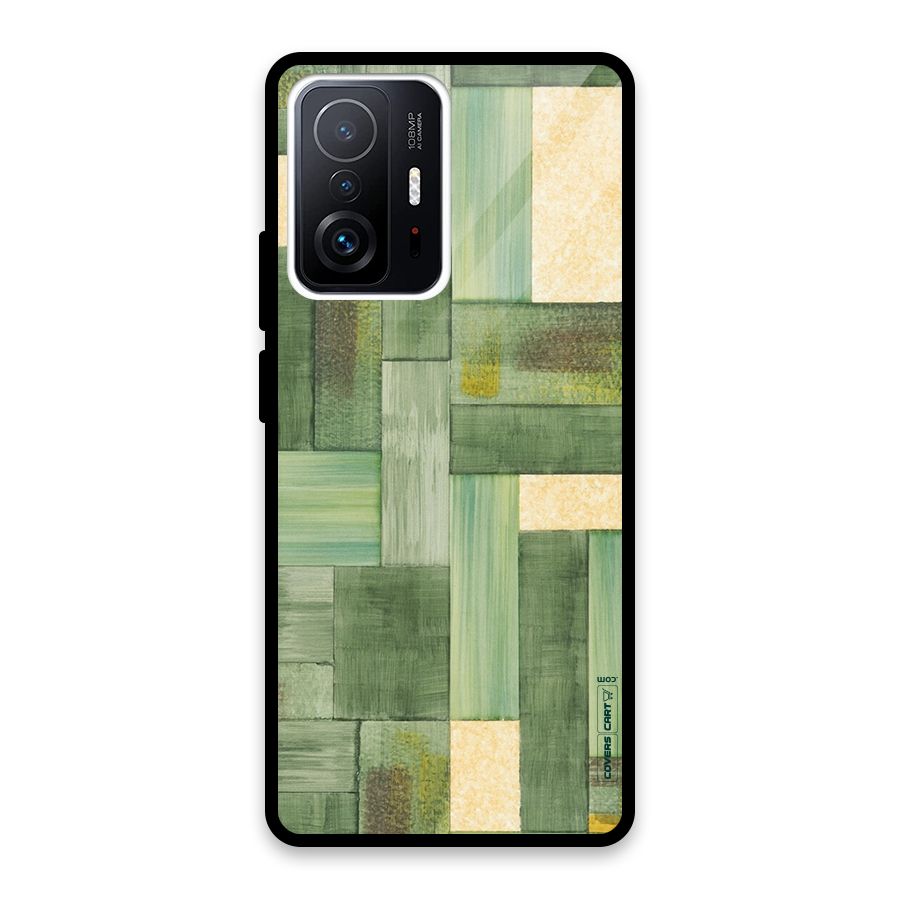 Wooden Green Texture Glass Back Case for Xiaomi 11T Pro