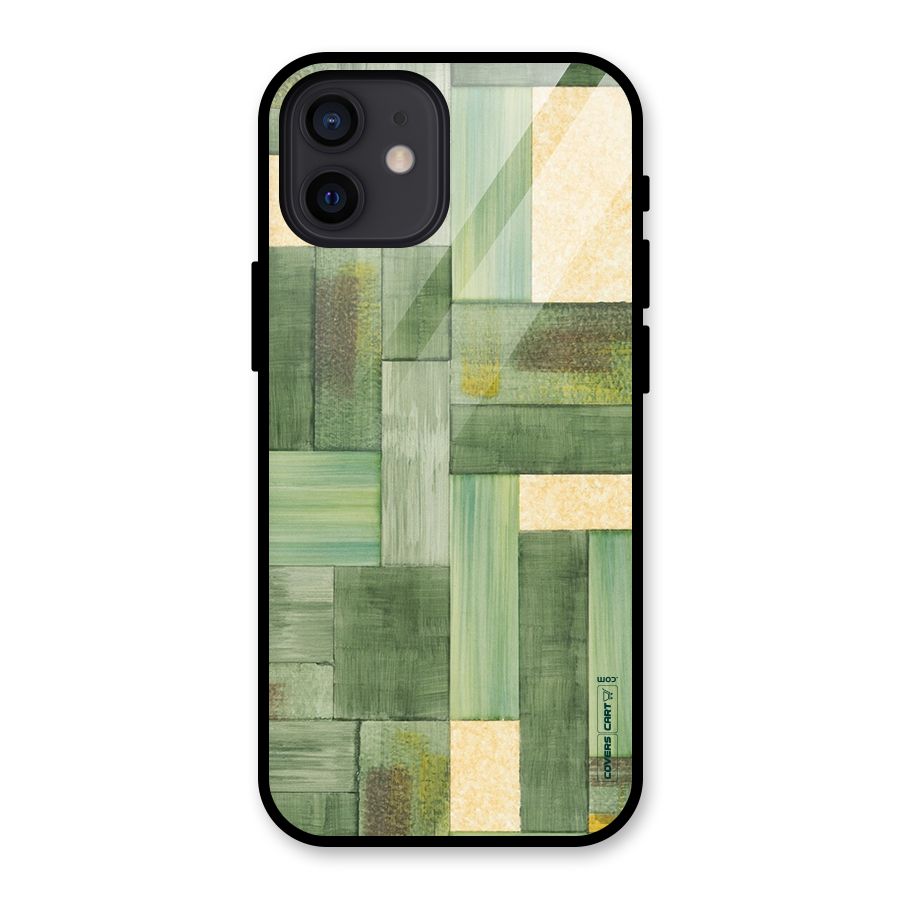 Wooden Green Texture Glass Back Case for iPhone 12