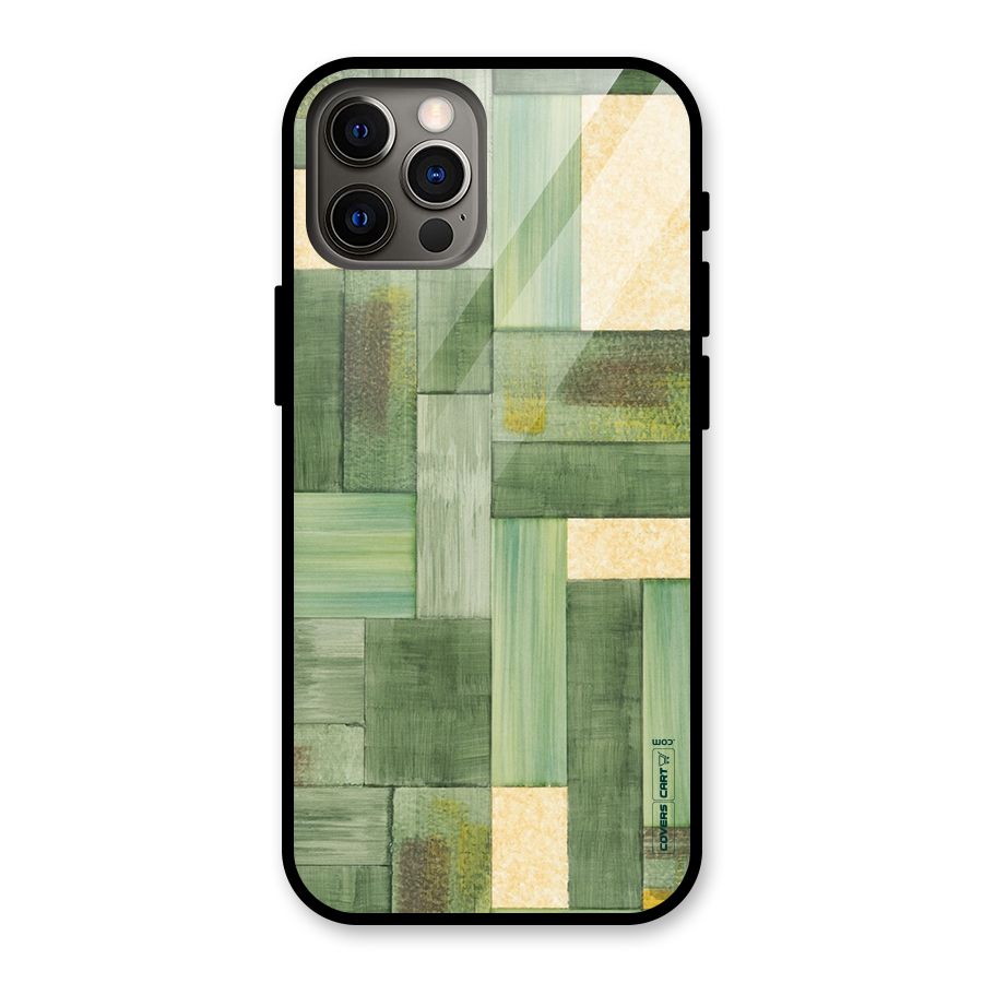 Wooden Green Texture Glass Back Case for iPhone 12 Pro