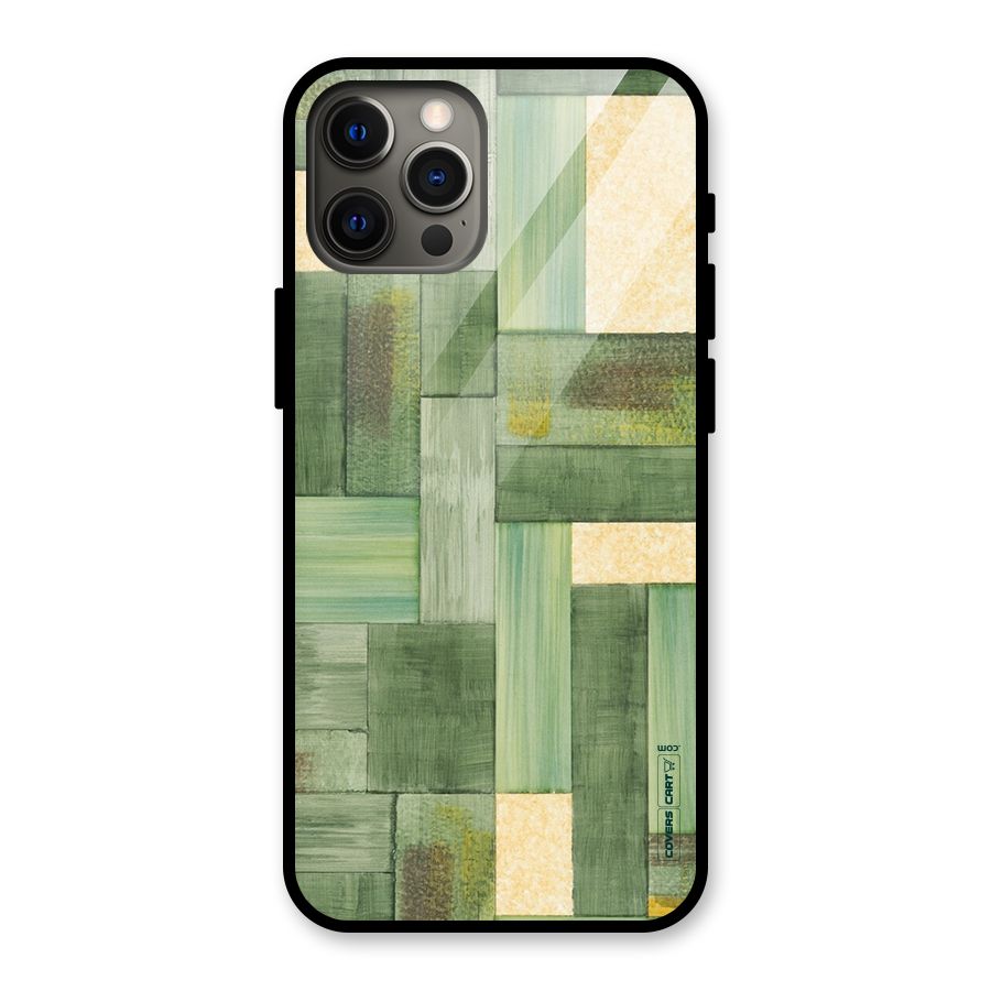 Wooden Green Texture Glass Back Case for iPhone 12 Pro Max