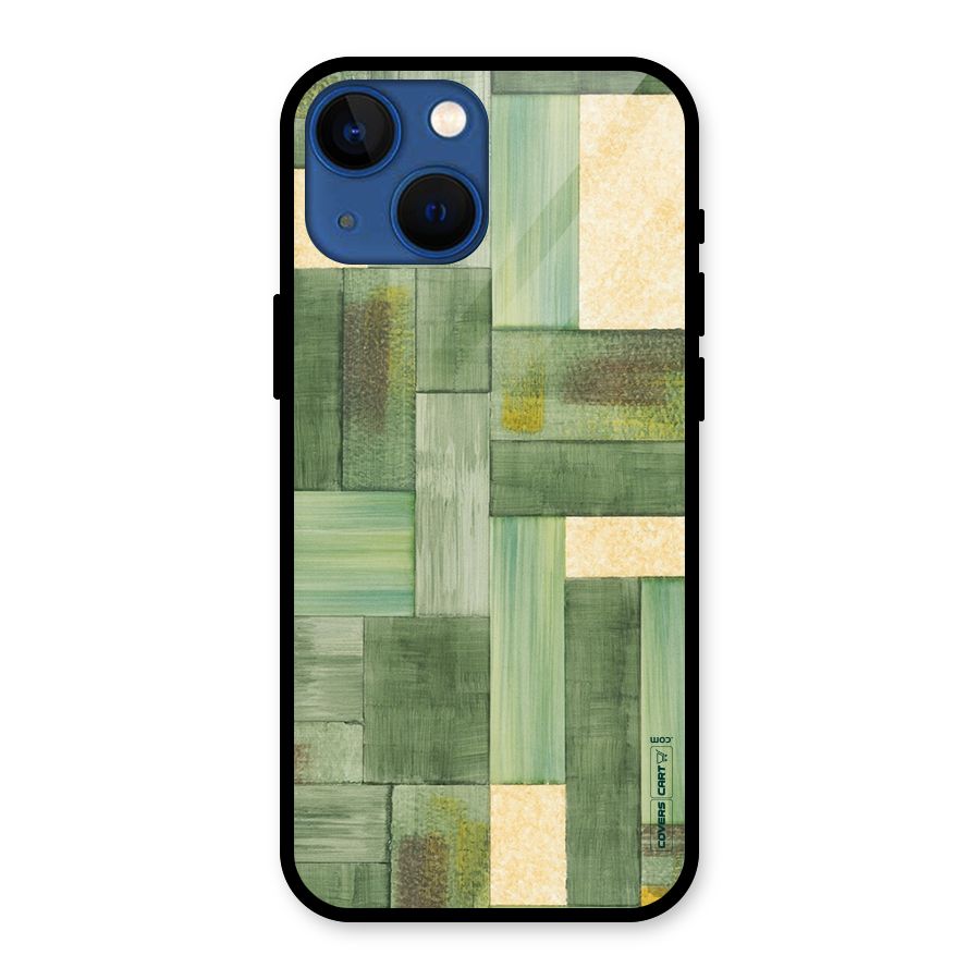 Wooden Green Texture Glass Back Case for iPhone 13 Mini