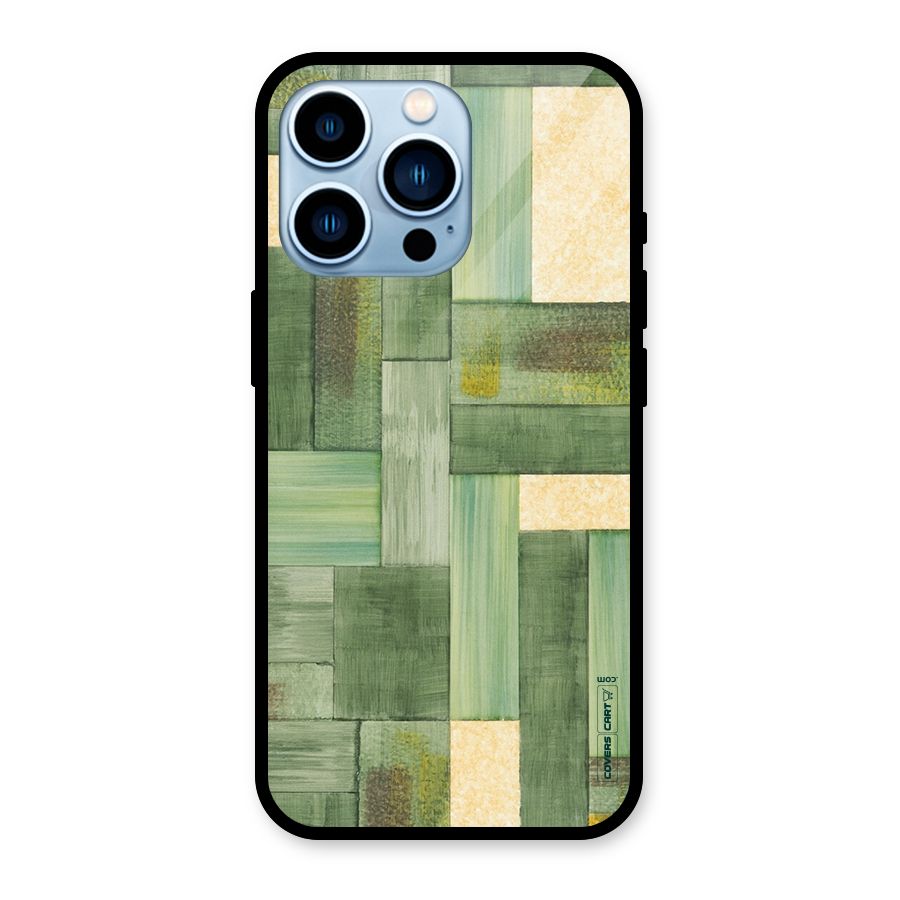 Wooden Green Texture Glass Back Case for iPhone 13 Pro