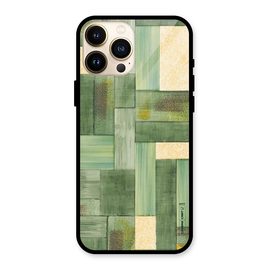 Wooden Green Texture Glass Back Case for iPhone 13 Pro Max