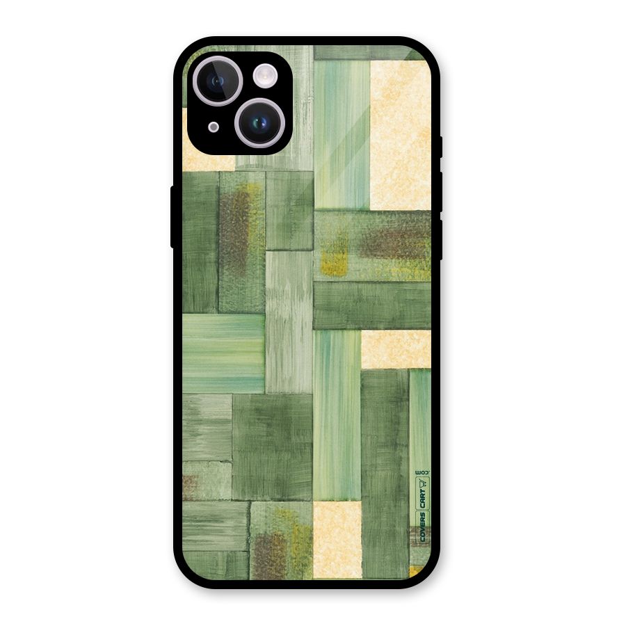 Wooden Green Texture Glass Back Case for iPhone 14 Plus