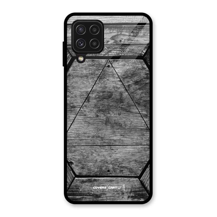 Wooden Hexagon Glass Back Case for Galaxy A22 4G