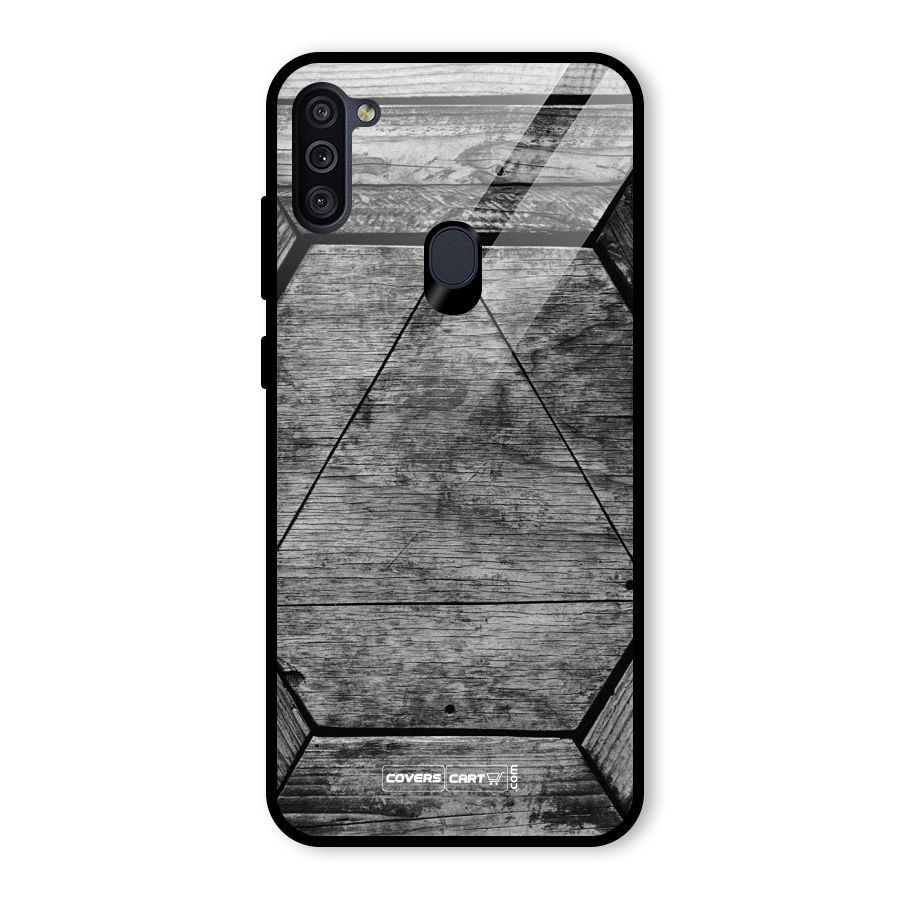 Wooden Hexagon Glass Back Case for Galaxy M11