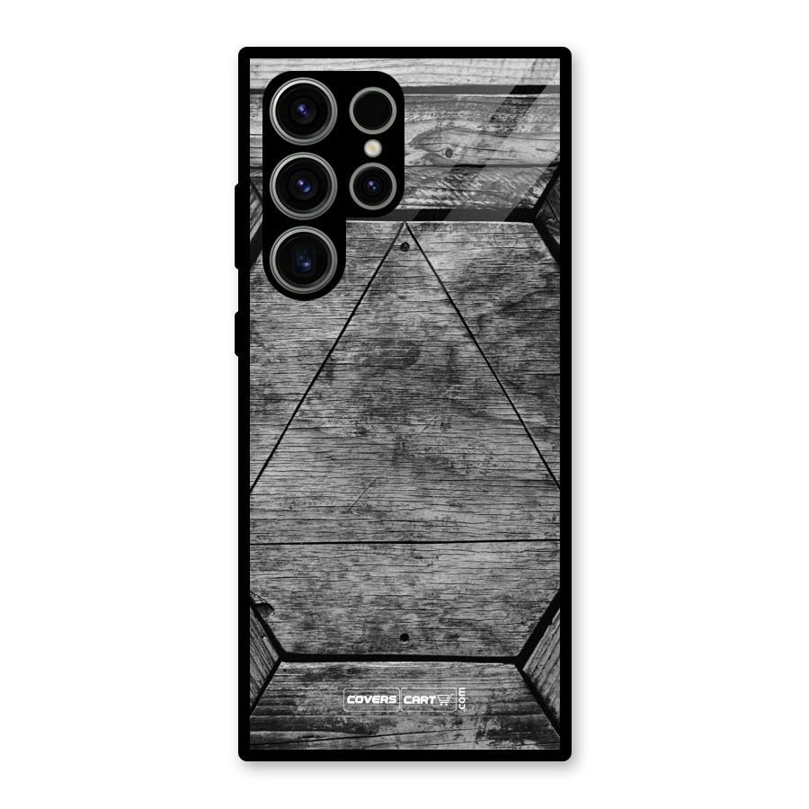 Wooden Hexagon Glass Back Case for Galaxy S23 Ultra