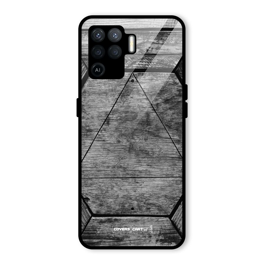 Wooden Hexagon Glass Back Case for Oppo F19 Pro