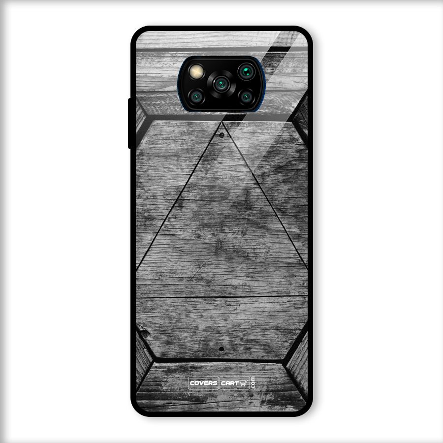Wooden Hexagon Glass Back Case for Poco X3