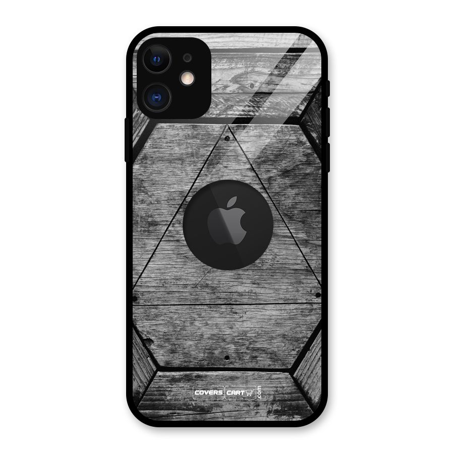 Wooden Hexagon Glass Back Case for iPhone 11 Logo Cut