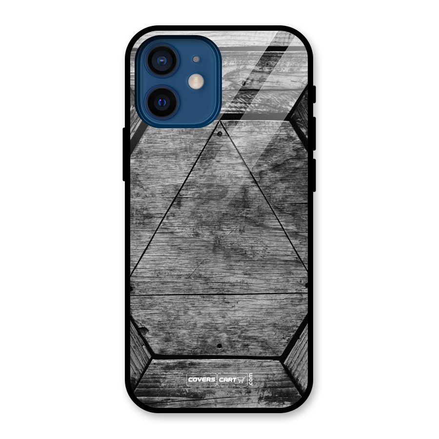 Wooden Hexagon Glass Back Case for iPhone 12 Mini