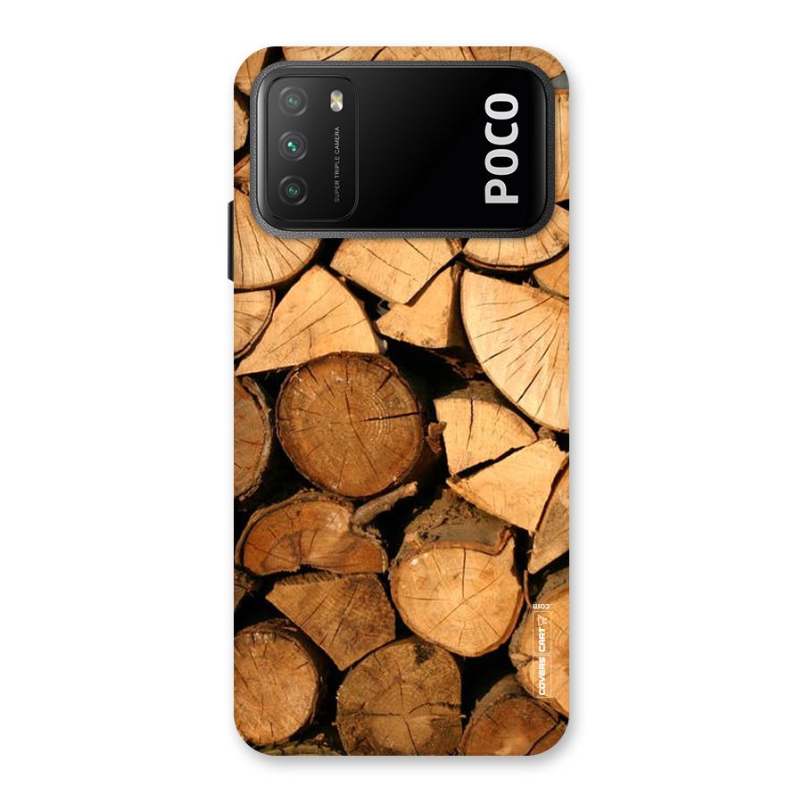 Wooden Logs Back Case for Poco M3