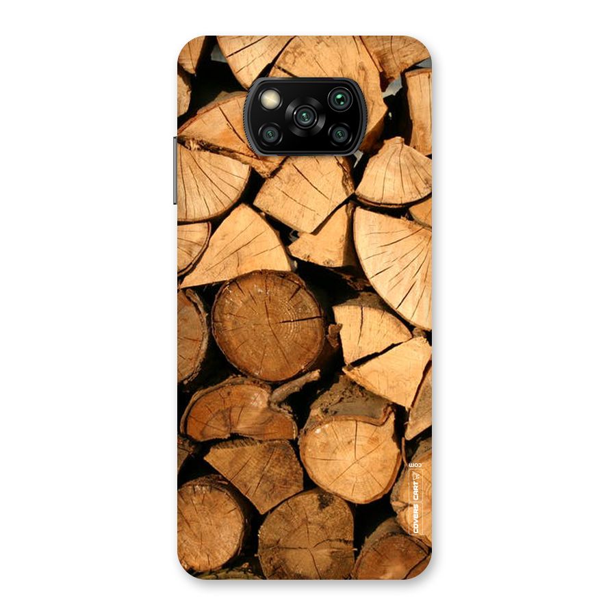 Wooden Logs Back Case for Poco X3