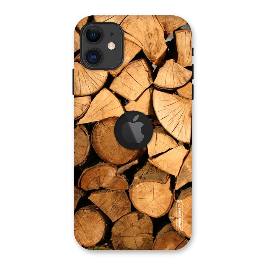 Wooden Logs Back Case for iPhone 11 Logo Cut
