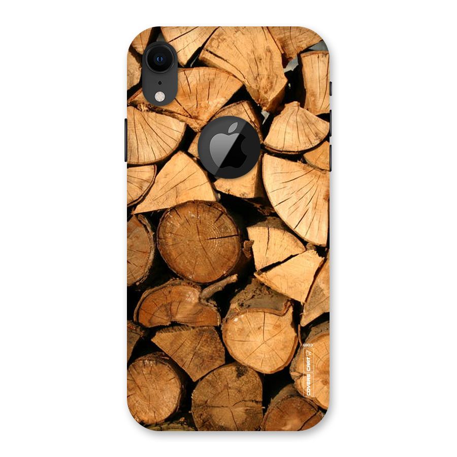 Wooden Logs Back Case for iPhone XR Logo Cut