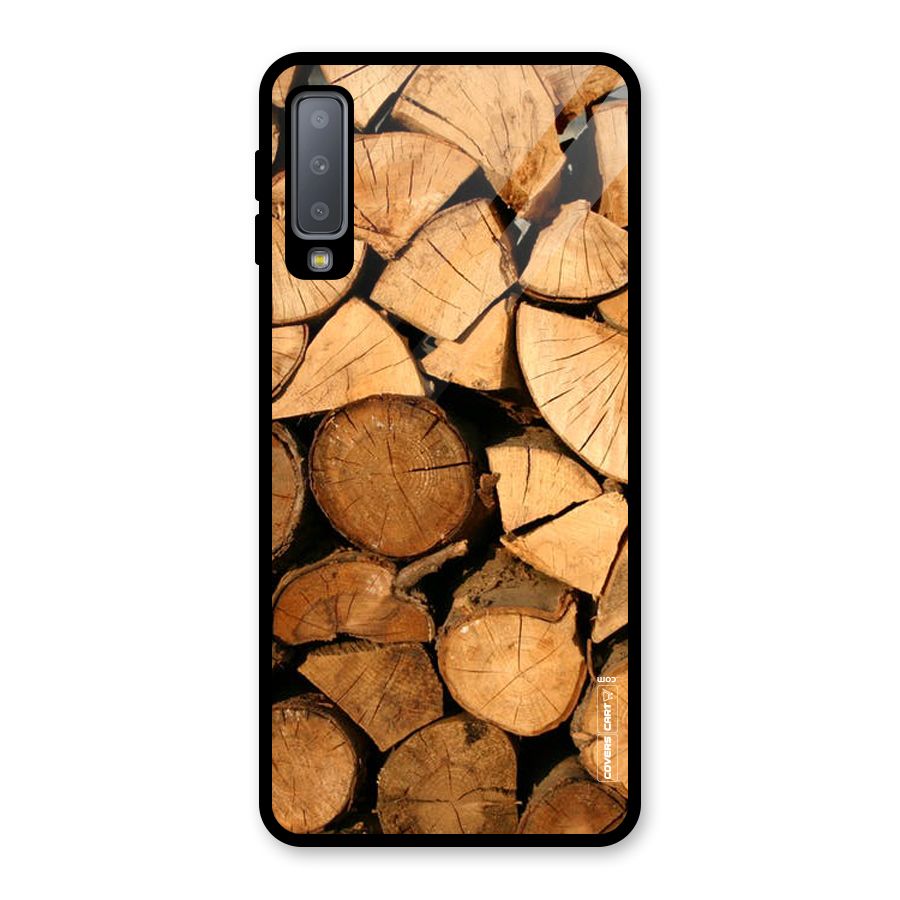 Wooden Logs Glass Back Case for Galaxy A7 (2018)