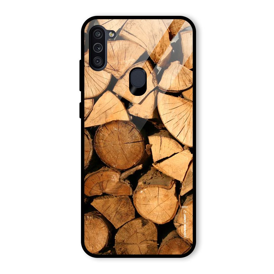 Wooden Logs Glass Back Case for Galaxy M11