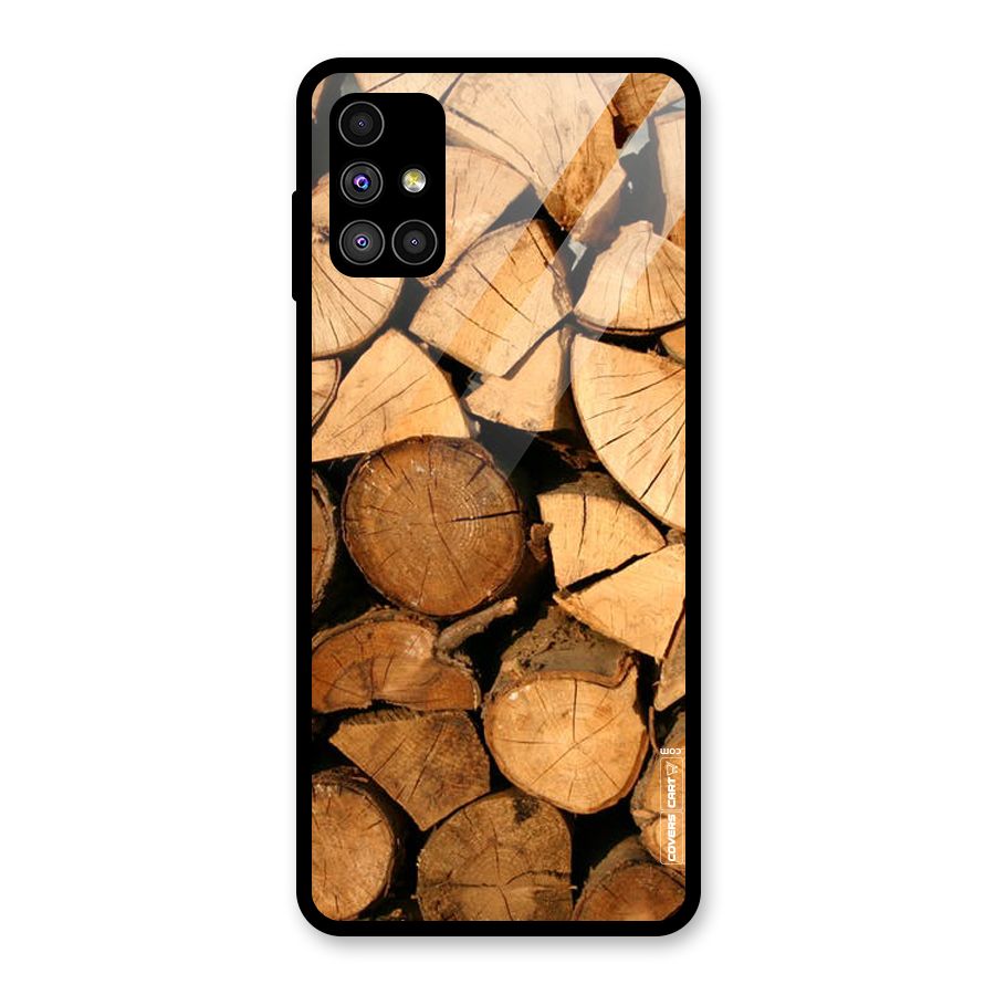 Wooden Logs Glass Back Case for Galaxy M51