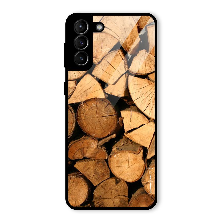 Wooden Logs Glass Back Case for Galaxy S21 Plus