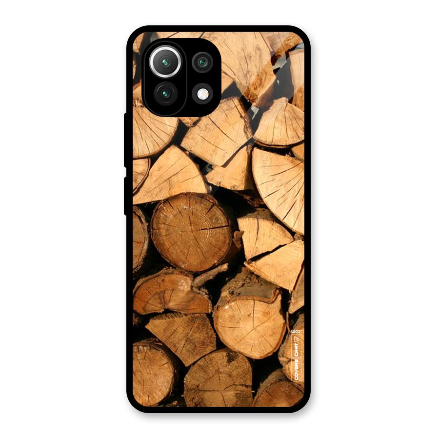 Wooden Logs Glass Back Case for Mi 11 Lite NE 5G
