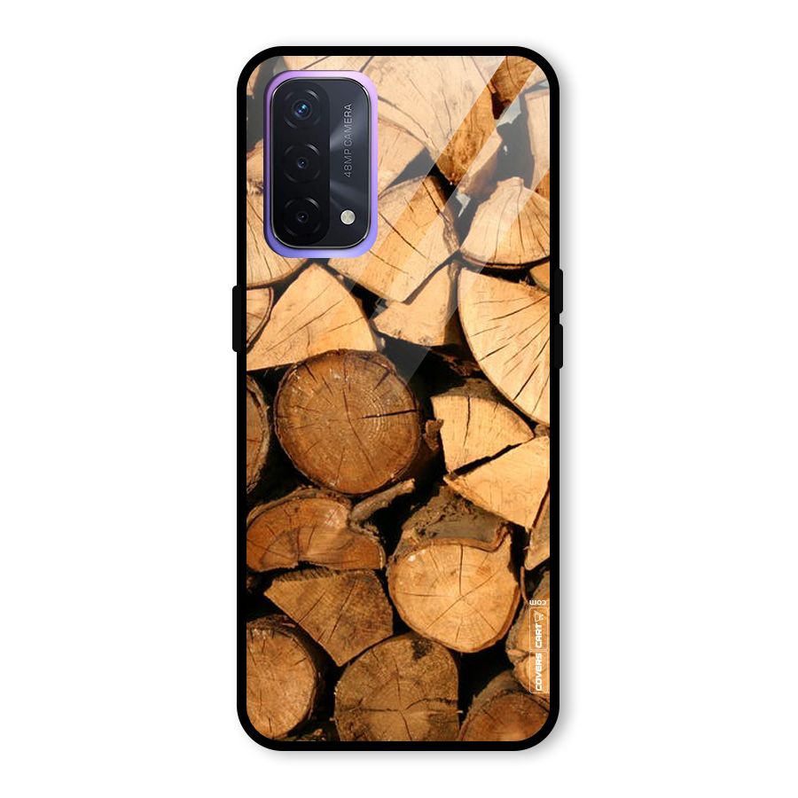 Wooden Logs Glass Back Case for Oppo A74 5G