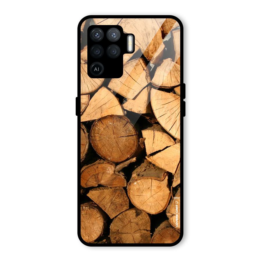 Wooden Logs Glass Back Case for Oppo F19 Pro