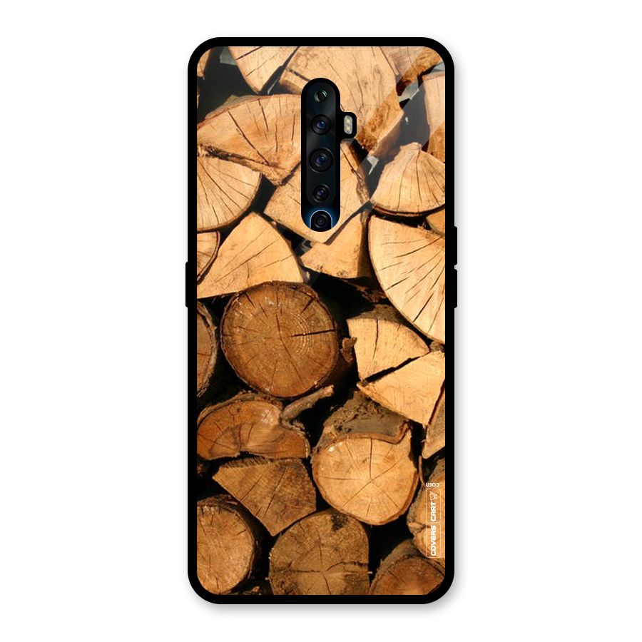 Wooden Logs Glass Back Case for Oppo Reno2 F