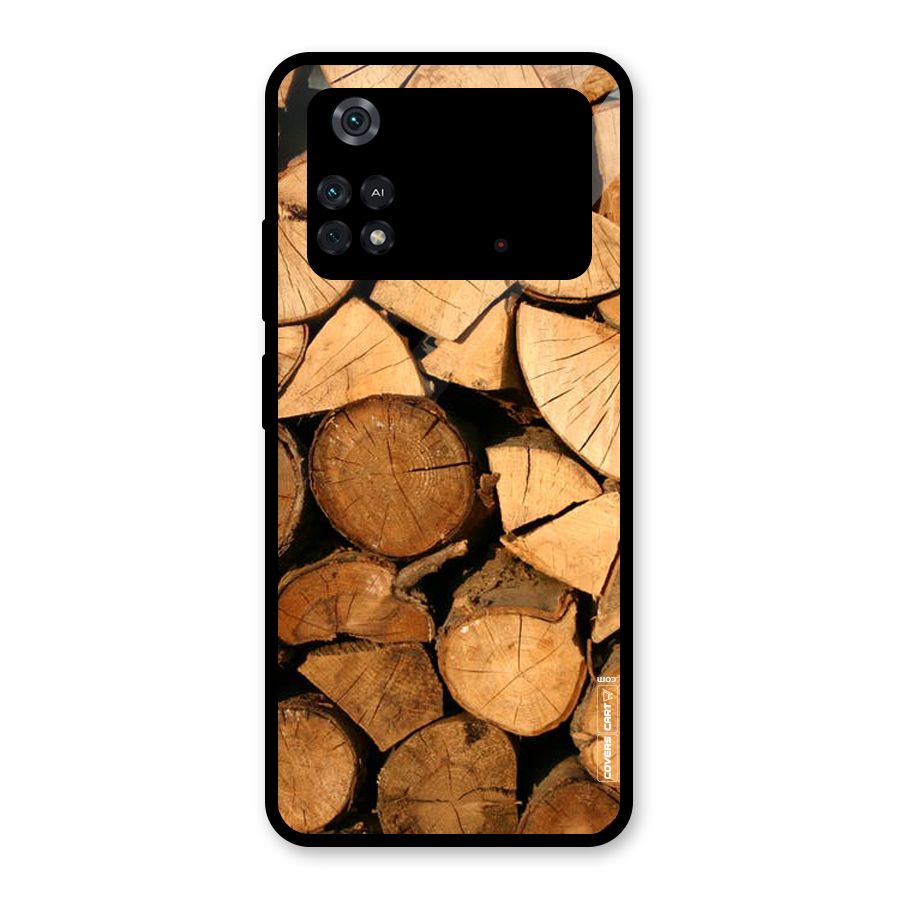 Wooden Logs Glass Back Case for Poco M4 Pro 4G
